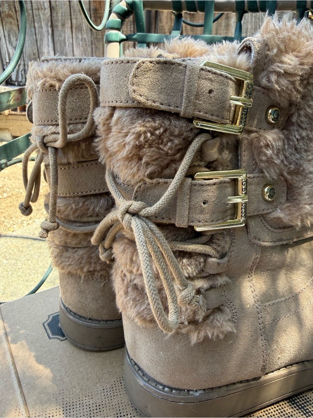❌SOLD❌ Guess Faux Fur Lined Tan Suede Winter Boots - Picture 4 of 11